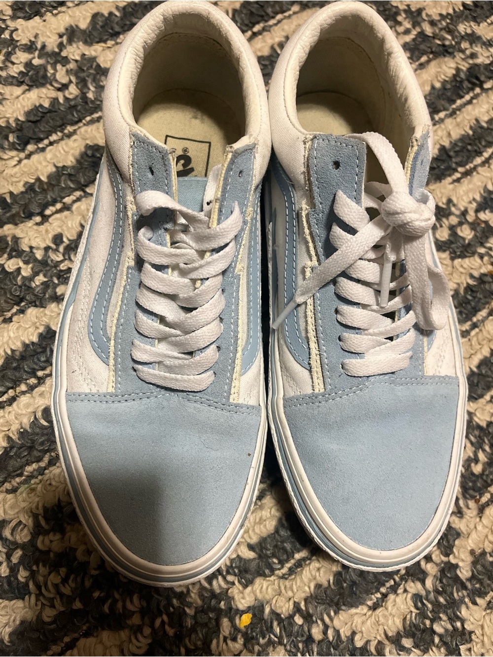 Vans Light Blue and White Old Skool Low-Top Sneakers
